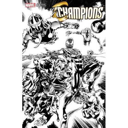 Champions 1 Unknown Comics Exclusive Perkins Venom B&W Variant