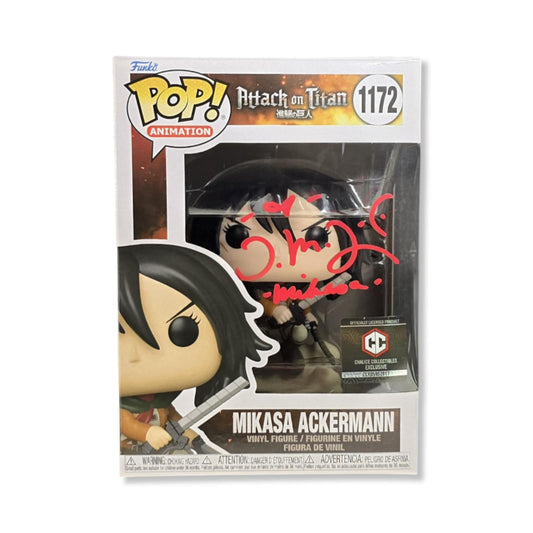 Trina Nishimura signed Mikasa Ackermann Funko POP! AoT #1172 CC Ex JSA Authenticated autograph