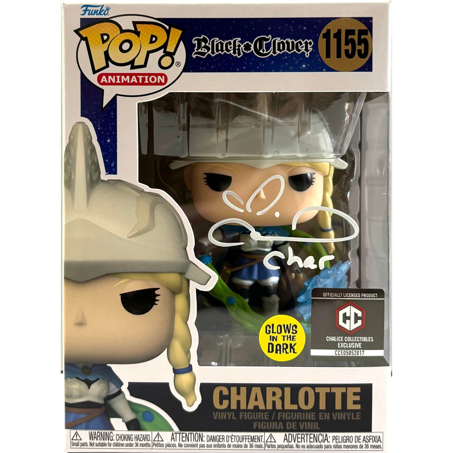 Colleen Clinkenbeard signed Charlotte Funko POP! Black Clover #1155 CC Ex JSA Authenticated autograph