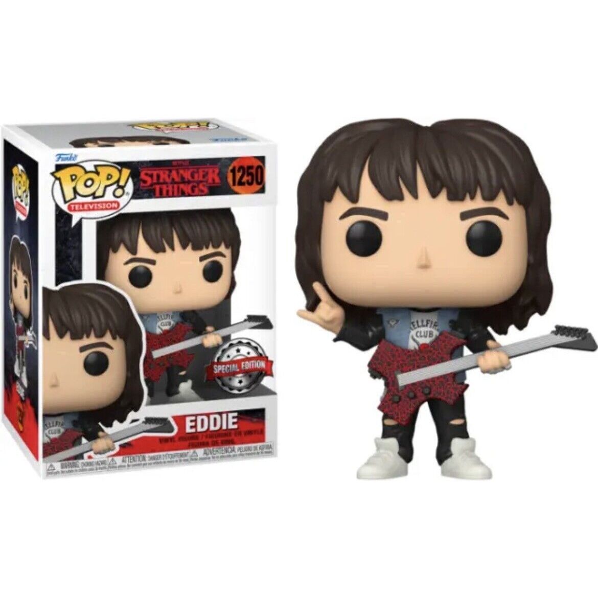 Funko Pop! Eddie w/ Guitar from Stranger Things #1250 Special Ed